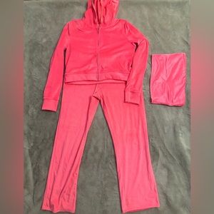 Aerie Velour set size Large/ Bandeau size Medium Neon Pink